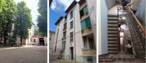 Cortile interno di Viale Lombardia 65 e interno di un edificio abitativo